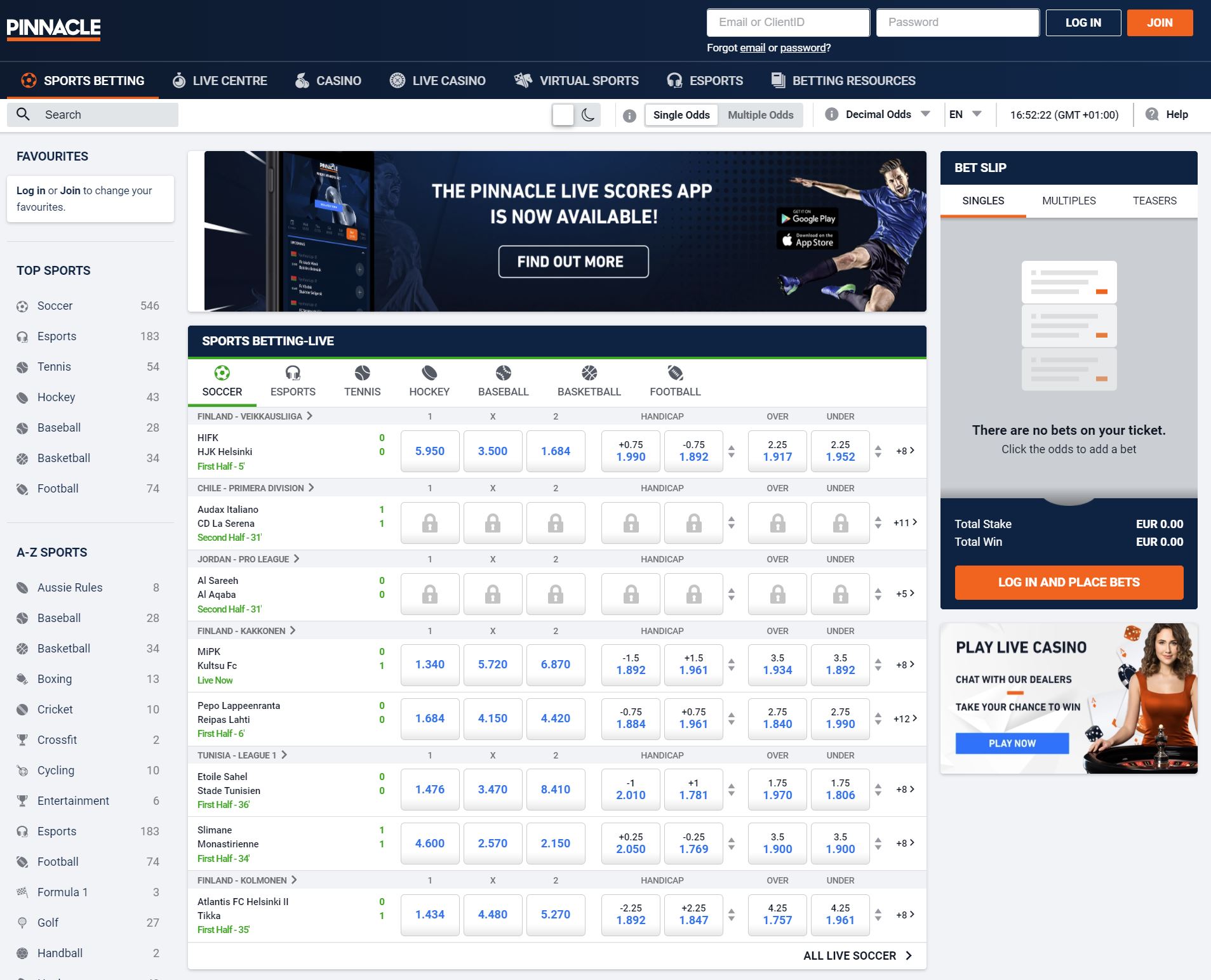pinnacle sports betting
